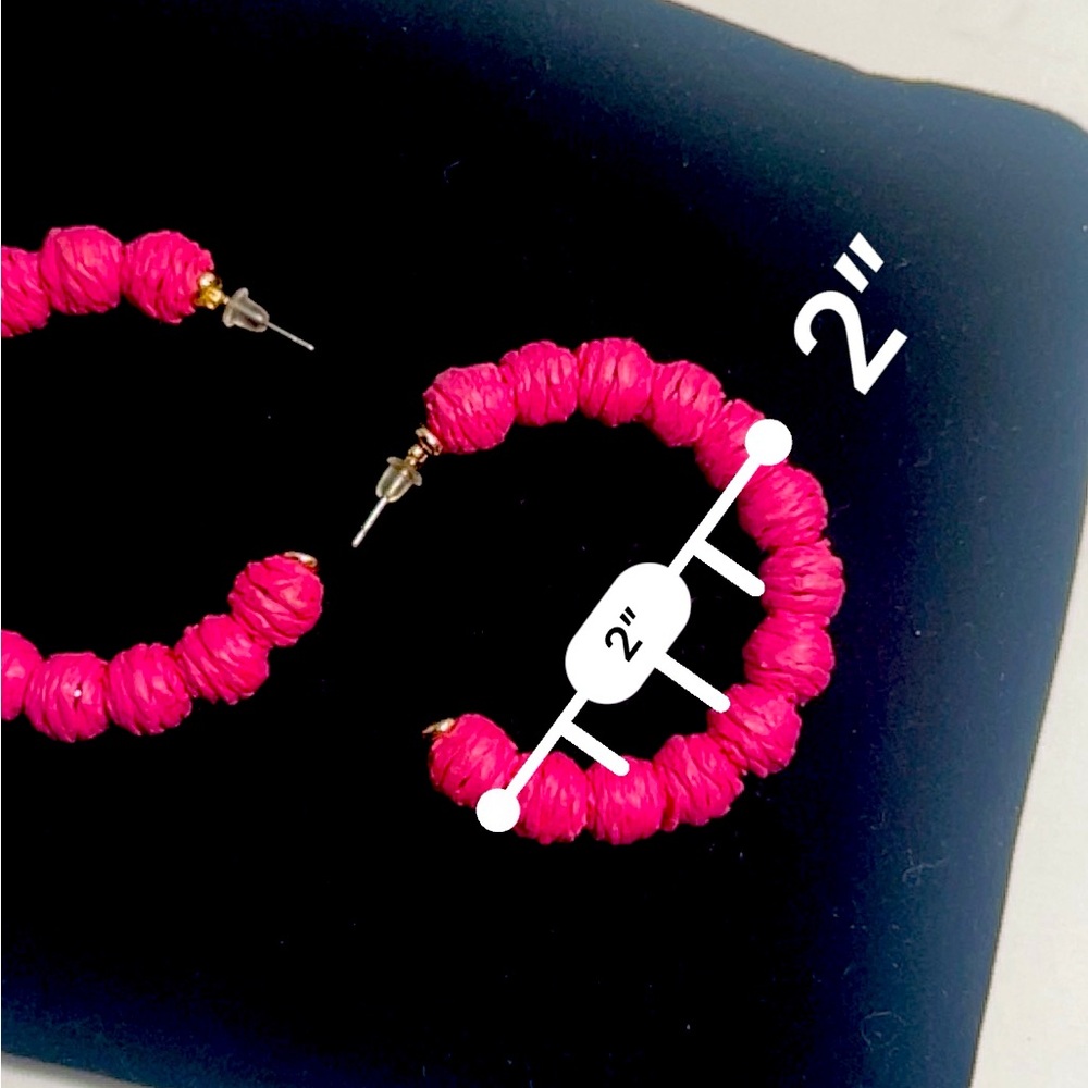 statement Raffia Hoop Dangle earrings - Picture 4 of 4
